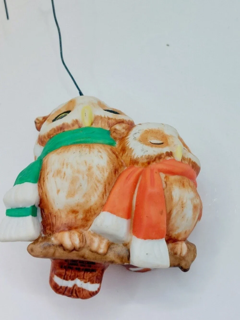 Hallmark Keepsake Watch Owls Magic Light Ornament 1992 Porcelain w/ Box